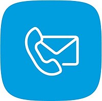 Light blue button with telephone and letter symbol