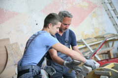 Arbeiter auf einer Baustelle