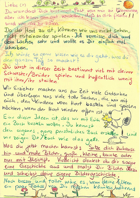 Brief aus dem Kindertreff in Kämpfelbach