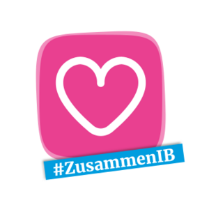 Symbolbild mit Herz und Hashtag #zusammenIB