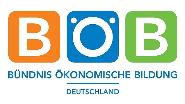 Logo mit den Buchstaben B, Ö und B in farbigen Quadraten über dem Text 'BÜNDNIS ÖKONOMISCHE BILDUNG DEUTSCHLAND'