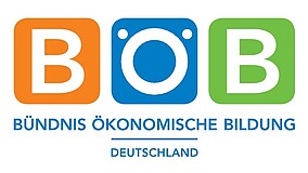 Logo mit den Buchstaben B, Ö und B in farbigen Quadraten über dem Text 'BÜNDNIS ÖKONOMISCHE BILDUNG DEUTSCHLAND'