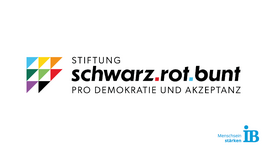 Logo und Schriftzug Schwarz-Rot-Bunt